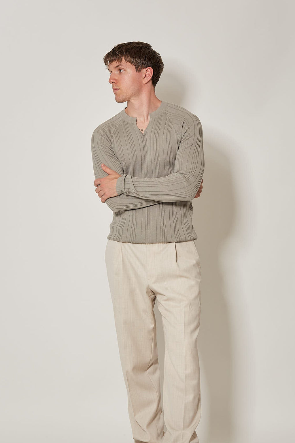Fine Ribbed Henley Mint (Pre Order)