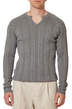 Fine Ribbed Henley Grau (Pre Order)