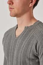 Fine Ribbed Henley Grau (Pre Order)