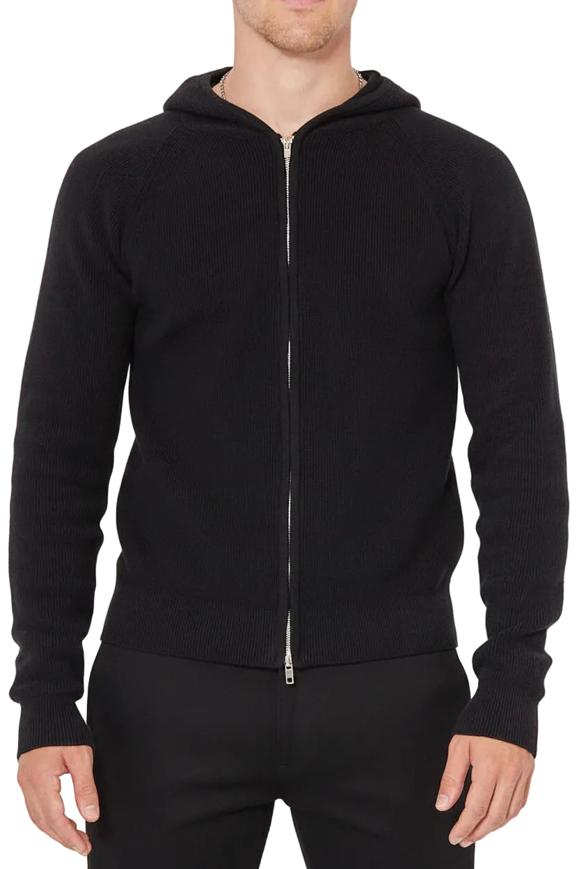 Fine Knitted Raglan Zip Hoodie